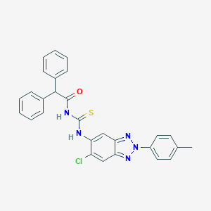 molecular formula C28H22ClN5OS B316783 N-{[6-chloro-2-(4-methylphenyl)-2H-benzotriazol-5-yl]carbamothioyl}-2,2-diphenylacetamide 