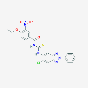 molecular formula C23H19ClN6O4S B316792 N-[6-chloro-2-(4-methylphenyl)-2H-1,2,3-benzotriazol-5-yl]-N'-{4-ethoxy-3-nitrobenzoyl}thiourea 