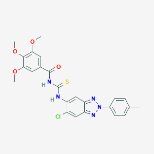 molecular formula C24H22ClN5O4S B316797 N-{[6-chloro-2-(4-methylphenyl)-2H-benzotriazol-5-yl]carbamothioyl}-3,4,5-trimethoxybenzamide 