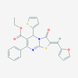 molecular formula C24H18N2O4S2 B316804 ethyl 2-(2-furylmethylene)-3-oxo-7-phenyl-5-(2-thienyl)-2,3-dihydro-5H-[1,3]thiazolo[3,2-a]pyrimidine-6-carboxylate 