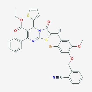 molecular formula C35H26BrN3O5S2 B316805 ethyl 2-{2-bromo-4-[(2-cyanobenzyl)oxy]-5-methoxybenzylidene}-3-oxo-7-phenyl-5-(2-thienyl)-2,3-dihydro-5H-[1,3]thiazolo[3,2-a]pyrimidine-6-carboxylate 