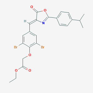 molecular formula C23H21Br2NO5 B316812 ethyl {2,6-dibromo-4-[(2-(4-isopropylphenyl)-5-oxo-1,3-oxazol-4(5H)-ylidene)methyl]phenoxy}acetate 