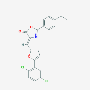 molecular formula C23H17Cl2NO3 B316813 4-{[5-(2,5-dichlorophenyl)-2-furyl]methylene}-2-(4-isopropylphenyl)-1,3-oxazol-5(4H)-one 