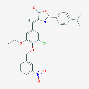 molecular formula C28H25ClN2O6 B316814 4-[3-chloro-5-ethoxy-4-({3-nitrobenzyl}oxy)benzylidene]-2-(4-isopropylphenyl)-1,3-oxazol-5(4H)-one 