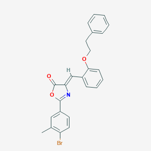 molecular formula C25H20BrNO3 B316825 2-(4-bromo-3-methylphenyl)-4-[2-(2-phenylethoxy)benzylidene]-1,3-oxazol-5(4H)-one 