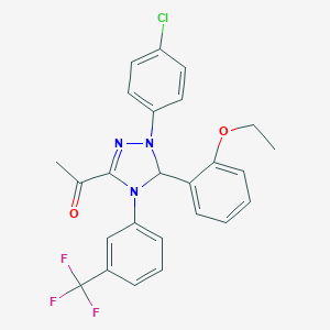 molecular formula C25H21ClF3N3O2 B316826 1-{1-(4-chlorophenyl)-5-(2-ethoxyphenyl)-4-[3-(trifluoromethyl)phenyl]-4,5-dihydro-1H-1,2,4-triazol-3-yl}ethanone 