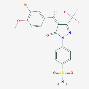 molecular formula C18H13BrF3N3O4S B316829 4-[4-(3-bromo-4-methoxybenzylidene)-5-oxo-3-(trifluoromethyl)-4,5-dihydro-1H-pyrazol-1-yl]benzenesulfonamide 