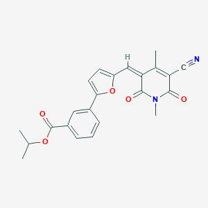 molecular formula C23H20N2O5 B316838 isopropyl 3-{5-[(5-cyano-1,4-dimethyl-2,6-dioxo-1,6-dihydropyridin-3(2H)-ylidene)methyl]-2-furyl}benzoate 