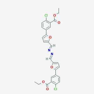 molecular formula C28H22Cl2N2O6 B316839 ethyl 2-chloro-5-[5-[(E)-[(E)-[5-(4-chloro-3-ethoxycarbonylphenyl)furan-2-yl]methylidenehydrazinylidene]methyl]furan-2-yl]benzoate 