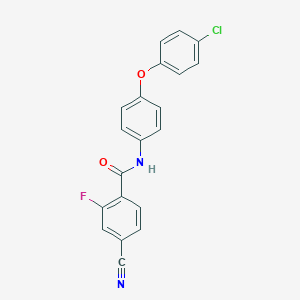 molecular formula C20H12ClFN2O2 B316847 N-[4-(4-chlorophenoxy)phenyl]-4-cyano-2-fluorobenzamide 
