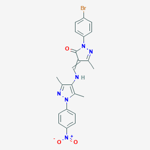 molecular formula C22H19BrN6O3 B316854 2-(4-bromophenyl)-4-[[[3,5-dimethyl-1-(4-nitrophenyl)pyrazol-4-yl]amino]methylidene]-5-methylpyrazol-3-one 
