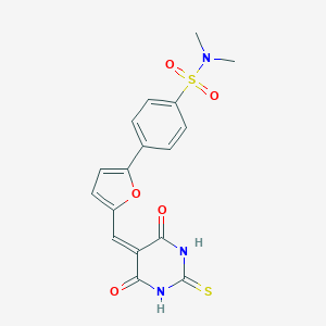 4-[5-[(4,6-dioxo-2-sulfanylidene-1,3-diazinan-5-ylidene)methyl]furan-2-yl]-N,N-dimethylbenzenesulfonamide