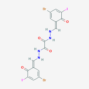 molecular formula C16H10Br2I2N4O4 B316857 1-N',2-N'-bis[(E)-(3-bromo-5-iodo-6-oxocyclohexa-2,4-dien-1-ylidene)methyl]ethanedihydrazide 