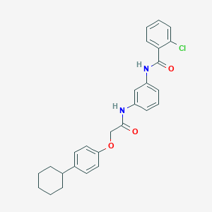 molecular formula C27H27ClN2O3 B316863 2-chloro-N-(3-{[(4-cyclohexylphenoxy)acetyl]amino}phenyl)benzamide 
