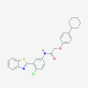 molecular formula C27H25ClN2O2S B316866 N-[3-(1,3-benzothiazol-2-yl)-4-chlorophenyl]-2-(4-cyclohexylphenoxy)acetamide 