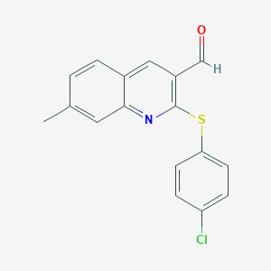 molecular formula C17H12ClNOS B316873 2-[(4-Chlorophenyl)sulfanyl]-7-methyl-3-quinolinecarbaldehyde 
