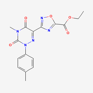 molecular formula C16H15N5O5 B3168767 Ethyl 3-[4-methyl-2-(4-methylphenyl)-3,5-dioxo-2,3,4,5-tetrahydro-1,2,4-triazin-6-yl]-1,2,4-oxadiazole-5-carboxylate CAS No. 932974-35-1