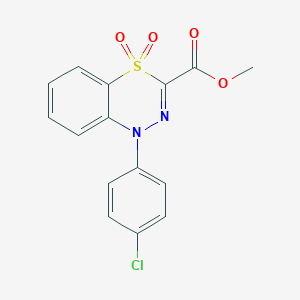 molecular formula C15H11ClN2O4S B3168774 methyl 1-(4-chlorophenyl)-1H-4,1,2-benzothiadiazine-3-carboxylate 4,4-dioxide CAS No. 932975-40-1