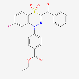 molecular formula C23H17FN2O5S B3168779 ethyl 4-(3-benzoyl-7-fluoro-4,4-dioxido-1H-4,1,2-benzothiadiazin-1-yl)benzoate CAS No. 932976-20-0