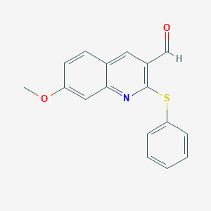 molecular formula C17H13NO2S B316878 7-Methoxy-2-(phenylsulfanyl)-3-quinolinecarbaldehyde 