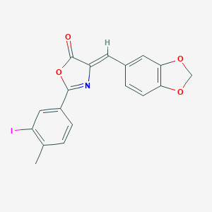 molecular formula C18H12INO4 B316880 4-(1,3-benzodioxol-5-ylmethylene)-2-(3-iodo-4-methylphenyl)-1,3-oxazol-5(4H)-one 