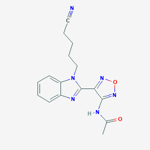 molecular formula C16H16N6O2 B316887 N-[4-[1-(4-cyanobutyl)benzimidazol-2-yl]-1,2,5-oxadiazol-3-yl]acetamide 