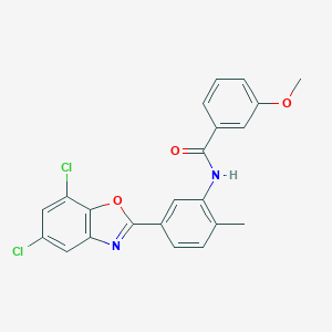 molecular formula C22H16Cl2N2O3 B316891 N-[5-(5,7-dichloro-1,3-benzoxazol-2-yl)-2-methylphenyl]-3-methoxybenzamide 
