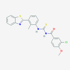 molecular formula C23H18ClN3O2S2 B316892 N-{[3-(1,3-benzothiazol-2-yl)-2-methylphenyl]carbamothioyl}-3-chloro-4-methoxybenzamide 