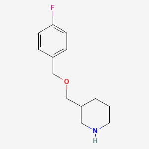 molecular formula C13H18FNO B3169027 3-{[(4-Fluorobenzyl)oxy]methyl}piperidine CAS No. 933759-43-4