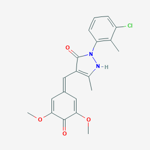 molecular formula C20H19ClN2O4 B316904 2-(3-chloro-2-methylphenyl)-4-[(3,5-dimethoxy-4-oxocyclohexa-2,5-dien-1-ylidene)methyl]-5-methyl-1H-pyrazol-3-one 