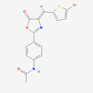 molecular formula C16H11BrN2O3S B316905 N-(4-{4-[(5-bromo-2-thienyl)methylene]-5-oxo-4,5-dihydro-1,3-oxazol-2-yl}phenyl)acetamide 