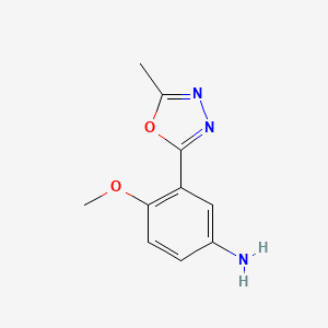 molecular formula C10H11N3O2 B3169227 4-Methoxy-3-(5-methyl-1,3,4-oxadiazol-2-yl)aniline CAS No. 936074-58-7