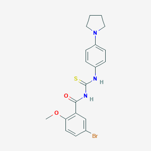 molecular formula C19H20BrN3O2S B316925 5-bromo-2-methoxy-N-{[4-(pyrrolidin-1-yl)phenyl]carbamothioyl}benzamide 
