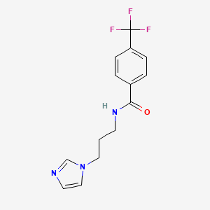 molecular formula C14H14F3N3O B3169293 N-[3-(1H-imidazol-1-yl)propyl]-4-(trifluoromethyl)benzenecarboxamide CAS No. 93669-31-9
