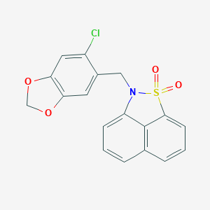 molecular formula C18H12ClNO4S B316930 2-[(6-chloro-1,3-benzodioxol-5-yl)methyl]-2H-naphtho[1,8-cd]isothiazole 1,1-dioxide 