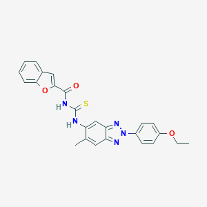 molecular formula C25H21N5O3S B316934 N-{[2-(4-ethoxyphenyl)-6-methyl-2H-benzotriazol-5-yl]carbamothioyl}-1-benzofuran-2-carboxamide 