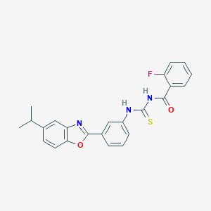 molecular formula C24H20FN3O2S B316941 2-fluoro-N-({3-[5-(propan-2-yl)-1,3-benzoxazol-2-yl]phenyl}carbamothioyl)benzamide 