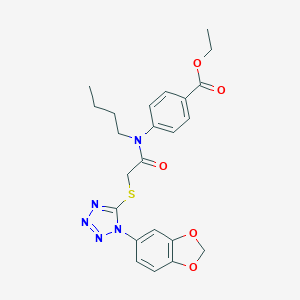 molecular formula C23H25N5O5S B316942 ethyl 4-[({[1-(1,3-benzodioxol-5-yl)-1H-tetraazol-5-yl]sulfanyl}acetyl)(butyl)amino]benzoate 