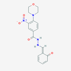 molecular formula C18H18N4O5 B316945 4-morpholin-4-yl-3-nitro-N'-[(E)-(6-oxocyclohexa-2,4-dien-1-ylidene)methyl]benzohydrazide 