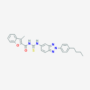 molecular formula C27H25N5O2S B316952 N-{[2-(4-butylphenyl)-2H-benzotriazol-5-yl]carbamothioyl}-3-methyl-1-benzofuran-2-carboxamide 