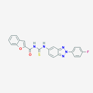 molecular formula C22H14FN5O2S B316956 N-{[2-(4-fluorophenyl)-2H-benzotriazol-5-yl]carbamothioyl}-1-benzofuran-2-carboxamide 