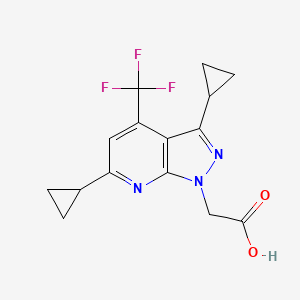 molecular formula C15H14F3N3O2 B3169592 2-(3,6-Dicyclopropyl-4-(trifluoromethyl)-1H-pyrazolo[3,4-b]pyridin-1-yl)acetic acid CAS No. 937606-02-5