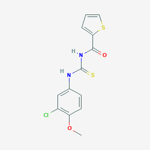 molecular formula C13H11ClN2O2S2 B316960 N-[(3-chloro-4-methoxyphenyl)carbamothioyl]thiophene-2-carboxamide 