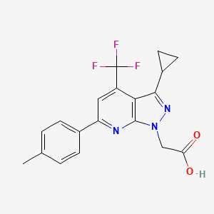 molecular formula C19H16F3N3O2 B3169605 2-(3-环丙基-6-(对甲苯基)-4-(三氟甲基)-1H-吡唑并[3,4-b]吡啶-1-基)乙酸 CAS No. 937606-10-5