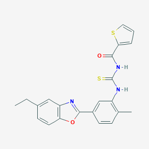 molecular formula C22H19N3O2S2 B316961 N-{[5-(5-ethyl-1,3-benzoxazol-2-yl)-2-methylphenyl]carbamothioyl}thiophene-2-carboxamide 