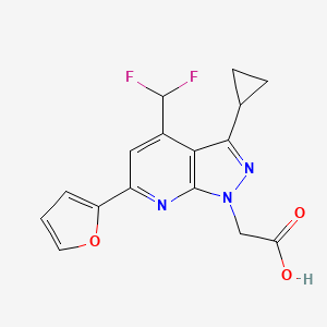 molecular formula C16H13F2N3O3 B3169626 2-(3-Cyclopropyl-4-(difluoromethyl)-6-(furan-2-yl)-1H-pyrazolo[3,4-b]pyridin-1-yl)acetic acid CAS No. 937607-24-4