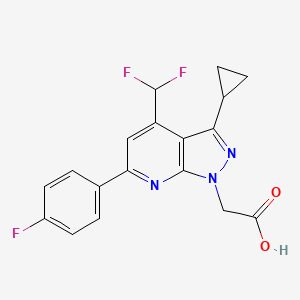 molecular formula C18H14F3N3O2 B3169630 2-(3-Cyclopropyl-4-(difluoromethyl)-6-(4-fluorophenyl)-1H-pyrazolo[3,4-b]pyridin-1-yl)acetic acid CAS No. 937607-28-8