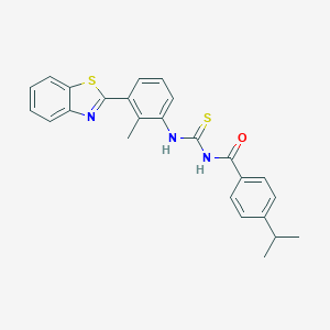 molecular formula C25H23N3OS2 B316966 N-[3-(1,3-benzothiazol-2-yl)-2-methylphenyl]-N'-(4-isopropylbenzoyl)thiourea 