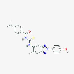 molecular formula C25H25N5O2S B316968 N-{[2-(4-methoxyphenyl)-6-methyl-2H-benzotriazol-5-yl]carbamothioyl}-4-(propan-2-yl)benzamide 