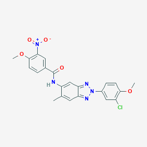molecular formula C22H18ClN5O5 B316970 N-[2-(3-chloro-4-methoxyphenyl)-6-methyl-2H-benzotriazol-5-yl]-4-methoxy-3-nitrobenzamide 
